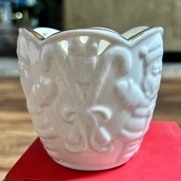 Lenox~ White/Gold • Merry Lights Snowman Votive Tea Light Ceramic Candle • New - Picture 7 of 12